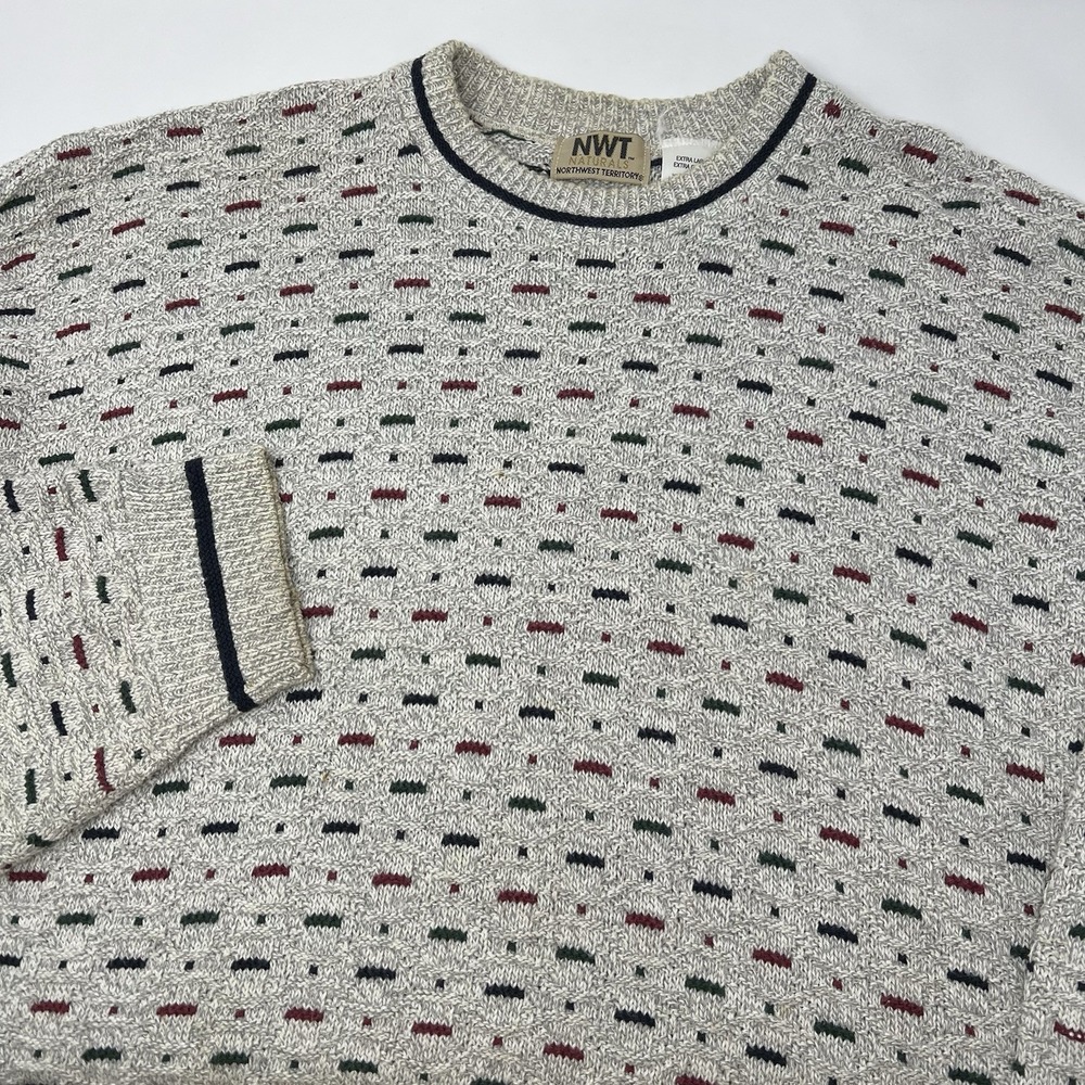 Vintage Northwest Territory Naturals Men Size XL Oversized Knit Grandpa Sweater